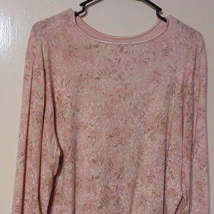 J Jill's Women's  Pink Floral Long Sleeve Shirt Size XL